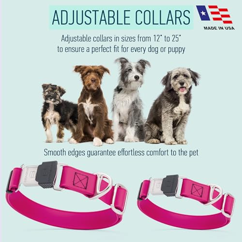 Biothane Waterproof Dog Collar with Herm Sprenger Stainless Steel Quick Release Buckle (W 3/4" x L 12"-19" / Magenta Pink)