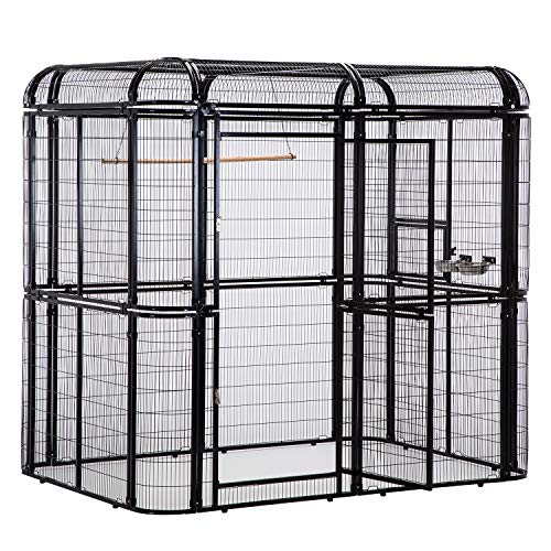 Parrot Cages for Large Birds Outdoor Extra Large Bird Cage with Bird Cage and Perch (Black)