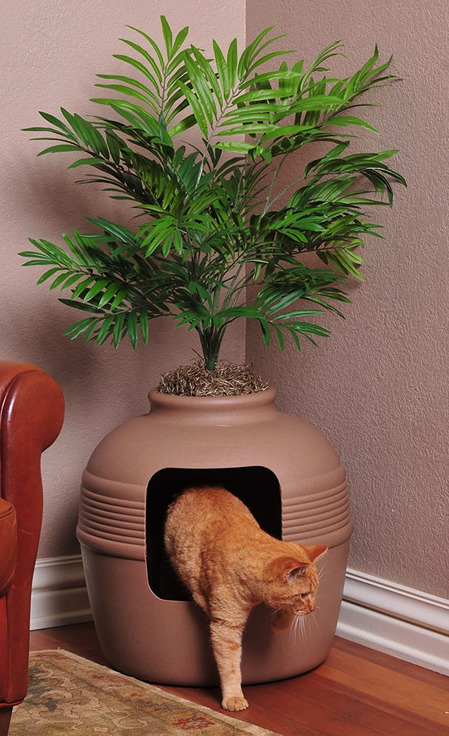 Original Hidden Litter Box Planter (Palm Plant / Base Kit / Terracotta Brown)