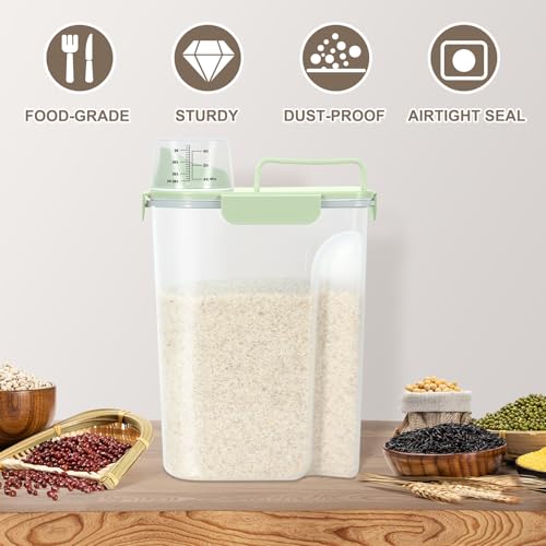 Airtight Rice Container 10 Lbs (6Qt-Light Green)