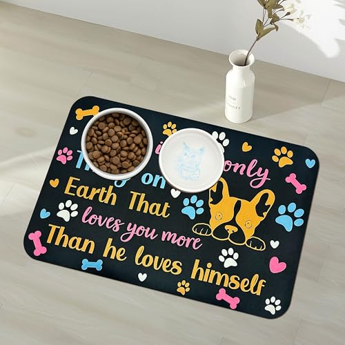 Pet Feeding Mat for Floors Waterproof Dog Mat for Food and Water Absorbent Quick Dry Non Slip mat for Cat Bowls (24"L x 16"W / Black)