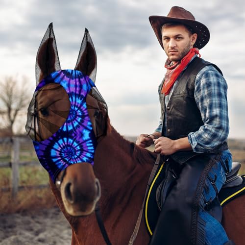 12 Pieces Horse Fly Mask Bulk (Tie Dye Patterns / Large)
