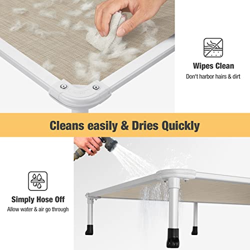 Chew Proof Elevated Dog Bed (Beige Coffee / 49.0"L x 33.0"W x 9.0"Th)