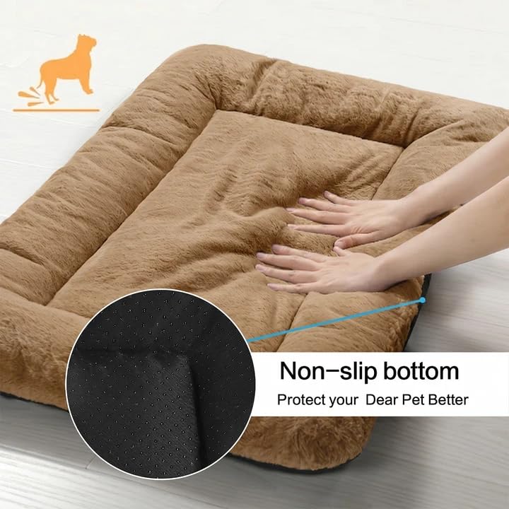 Dog Crate Pad Washable Dog Bed for Crate Medium Cozy Mat 30 (30.0"L x 19.0"W x 1.0"Th / Camel)