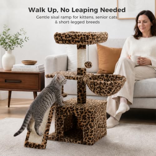 Leopard Cat Tree for Kittens & Small Cats (Brown Leopard)