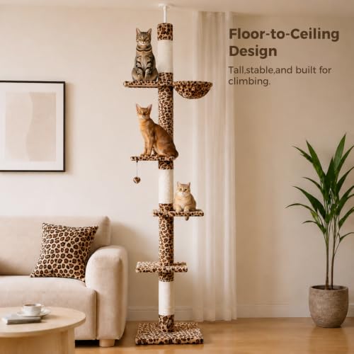 Floor to Ceiling Cat Tree (Leopard / Free Stand)