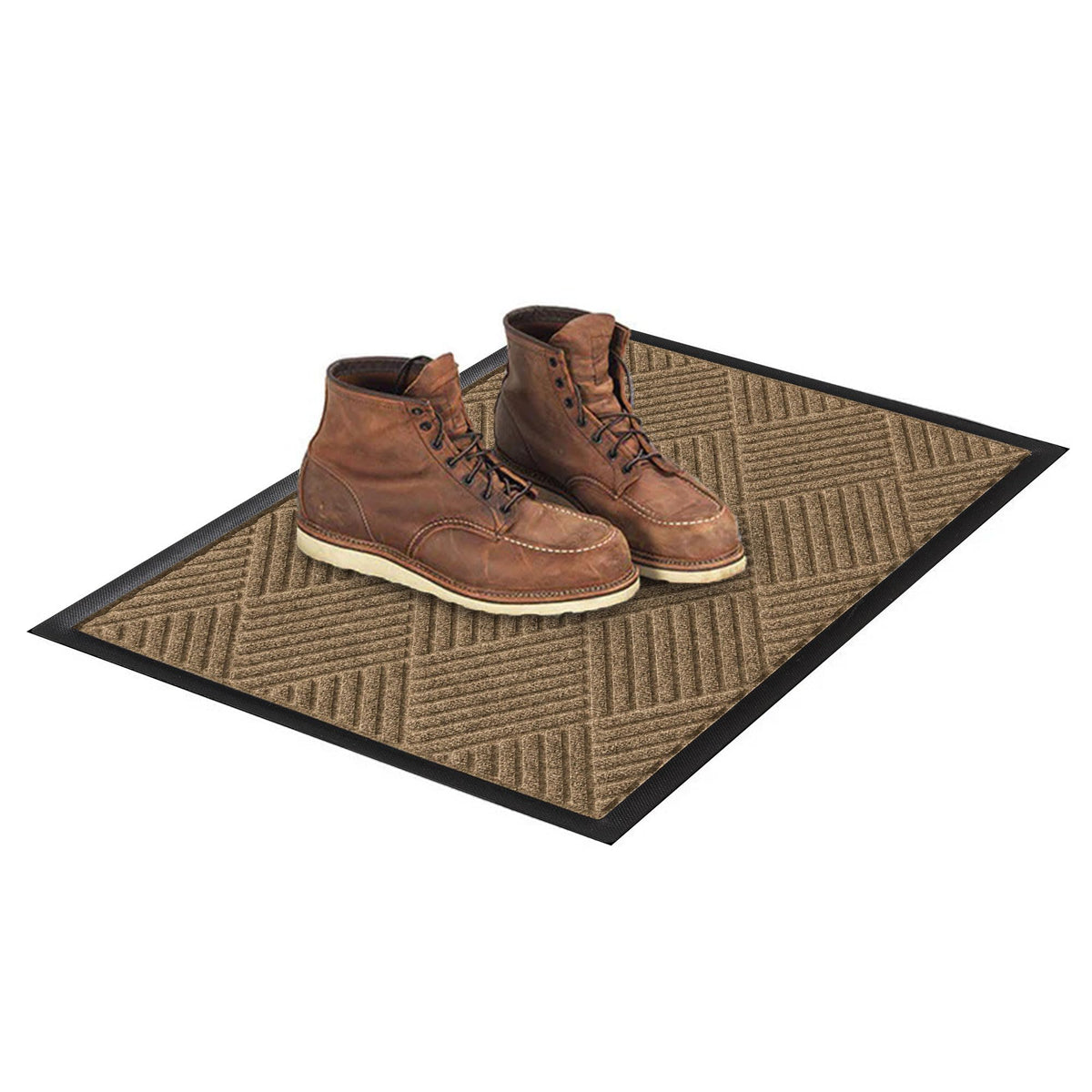 Diamonds Front Door Mat Indoor Outdoor Entrance (35.5"L x 23"W x 0.4"Th / Camel)