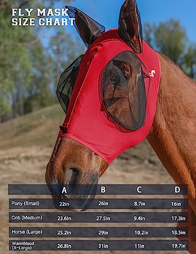 Horse Fly Mask with Ears (Rose Red / Large)