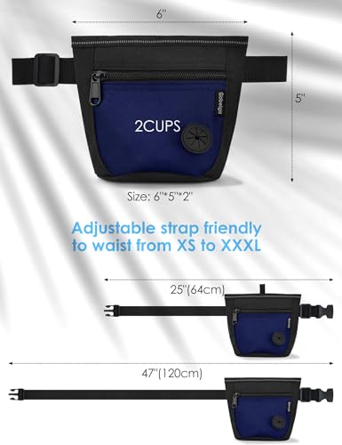 2 Cup Dog Treat Pouch with Training Clicker (F-Black/Blue)