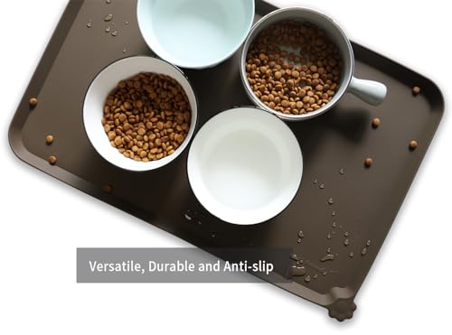 L Silicone Pet Food Mats Tray (22" x 14" / Coffee)