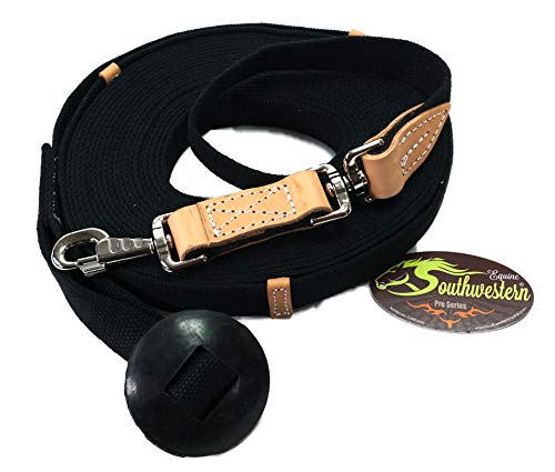 35' Flat Cotton Web Lunge Line with Bolt Snap & Rubber Stop (Black / 35')