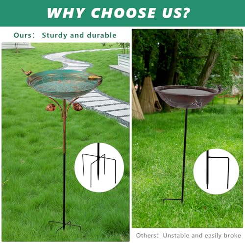 Metal Bird Baths for Outdoors (Green)