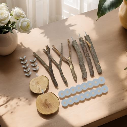 8 Piece Set Natural Wood Bird Perches