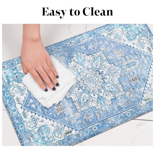 Dog Food Mats for Floors Absorbent (Light Blue / M(16"×24"))