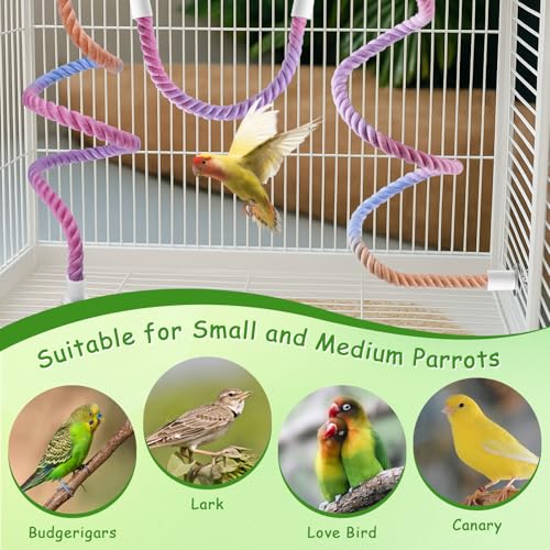 3 Pcs Bird Rope Perches Gradient Color (Colorful / 1 Short + 2 Long)