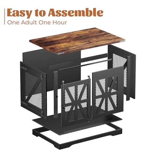 40" Dog Crate Furniture with Sliding Doors for Medium Dogs Up to 45 lbs (Black / 40"L x 29"W x 34.3"H)