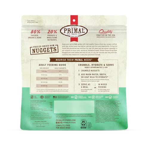 Primal Freeze Dried Raw Dog Food Nuggets (14 Ounce (Pack of 2))
