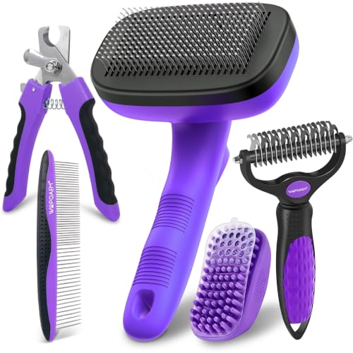 5 PCS Cat & Dog Grooming Kit Brush (Purple 5pc)