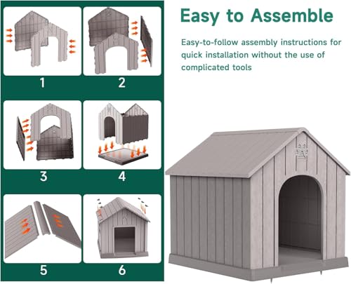 Dog House Outdoor Large Breed (Grey / 38.62*36.26*38.07)