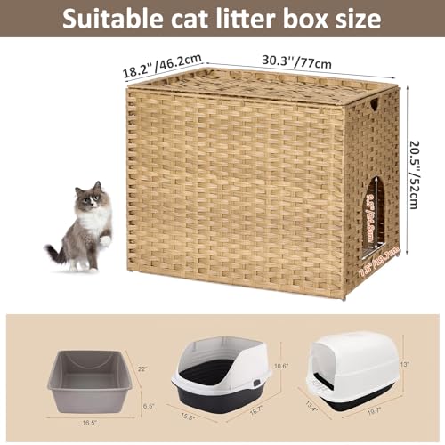 Large Cat Litter Box Enclosure (30.3'' L X 18.2'' W X 20.5'' H / Natural)