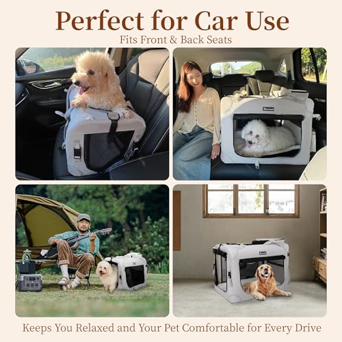 Extra Large Cat Carrier for 2 Cats Collapsible Soft Pet XL Crate for Large (24.0"L x 16.5"W x 16.5"H / Beige)