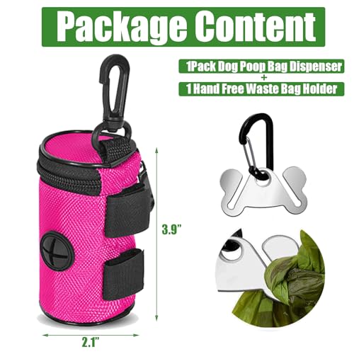 Dog Poop Bag Dispenser Holder Soft Waste Bags Roll Holders Clip Round Pink (1 Count (Pack of 1) / Pink)