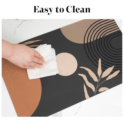 Dog Food Mats for Floors (Boho Black / S(12"×20"))