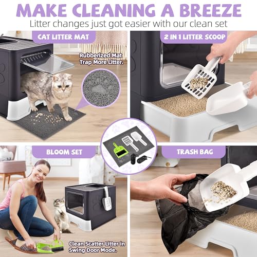 Covered Cat Litter Box (Purple)