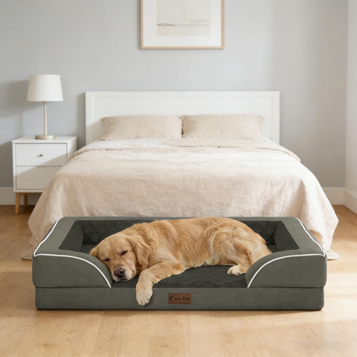 Orthopedic Dog Bed for Extra Large Dogs (Dark Green / 45.0"L x 35.0"W x 8.5"Th)