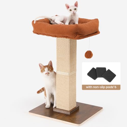 Retro Style Cat Scratching Post with Perch for Indoor Adult Cats (Brown)