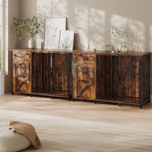 30 Inch Dog Crate Furniture with Cabinet (Brown / 48.8"L x 19.7"W x 32.7"H)