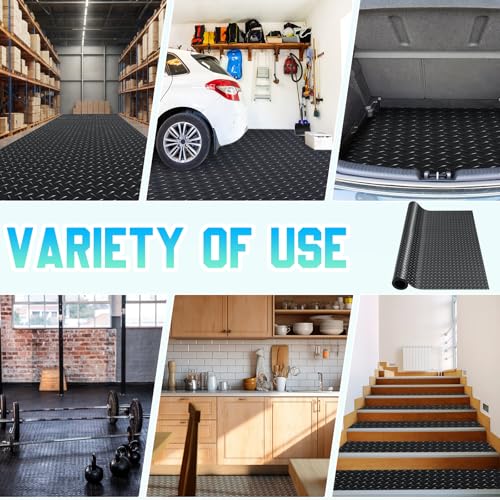 24 in × 5 ft Rubber Flooring Rolls Mats (Diamond Plate / 24 in x 5 ft / Black)