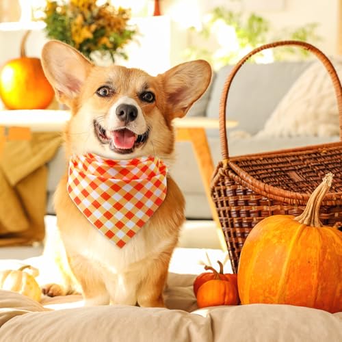 50 Pcs Fall Plaid Dog Bandanas Bulk (Fall Plaid / 25.6 x 17.7 x 17.7")