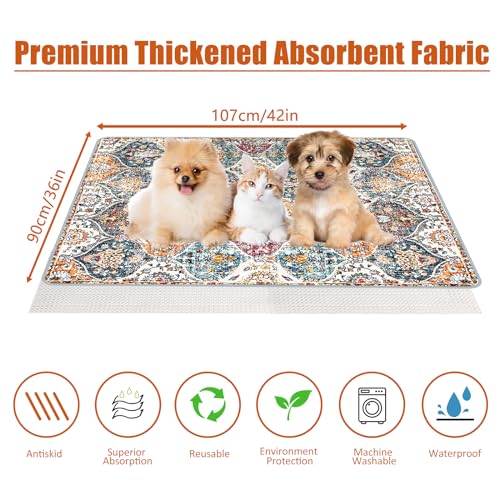 Washable Pee Pads for Dogs (36" x 42" (2 Pack) / Orange)