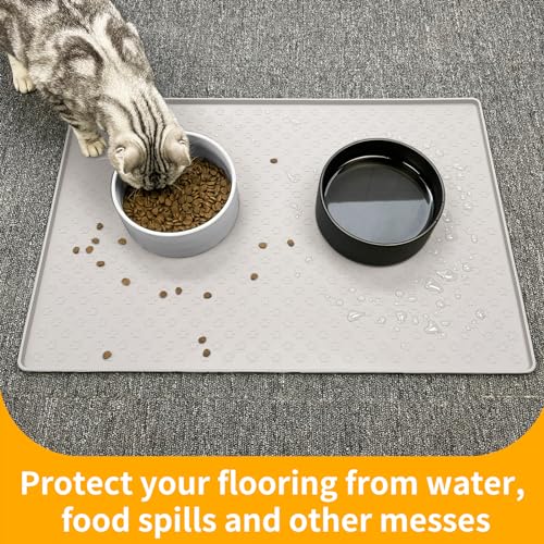 Dog Food Mat Anti (24.5"L x 16.5"W / Cream)