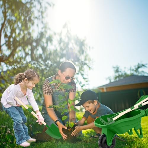 Kids Gardening Tools Outdoor Toys Set Backyard Play with Wheelbarrow Educational STEM Learning Pretend Toys Outdoor Indoor for Toddlers Kids Boys Girls (Green2)