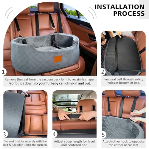 Dog Car Seat for Medium & Large Dogs up to 55 lbs (Gray)