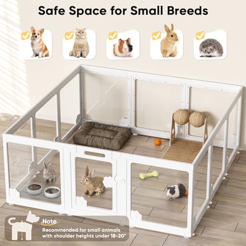 24" Acrylic Dog Playpen for Small Dogs (White- 12 Panels)