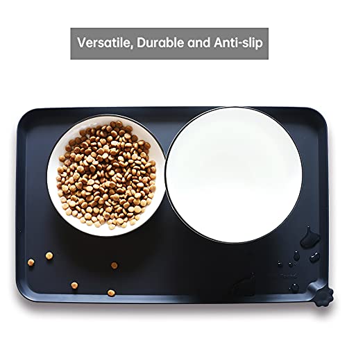 Silicone Pet Food Mats Tray (19" x 12" / Black)