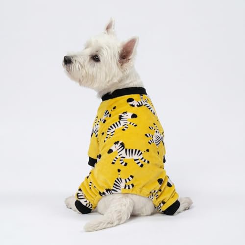 Zebra Dog Fleece Pajamas (Zebra / Small)