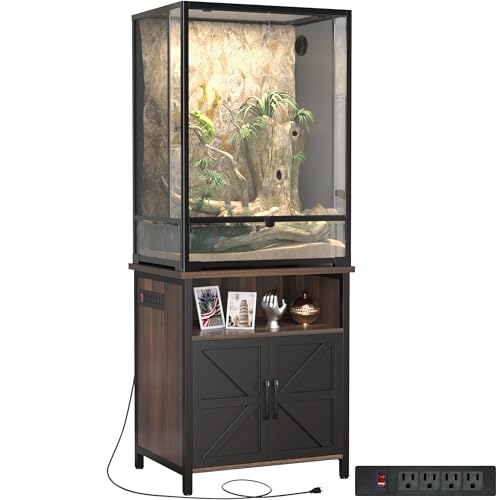 Terrarium Stand Reptile Tank Stand for 24" Wx18 D Reptile Terrarium (Black / 24" x 18")