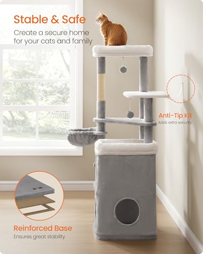 Cat Tree Indoor (L (21"L x 18"W x 60"H) / Dove Gray)