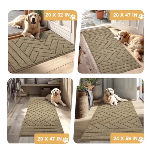 Dog Door Mat Dirt Trapper Mud Mat (24" x 59" / Light Taupe)