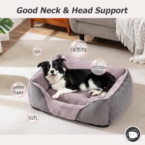 Dog Beds for Medium Dogs Washable (Dark Grey / L(30’’x 24’’x 9’’))