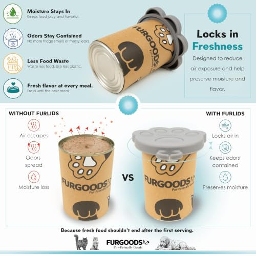 FURLIDS Grey Cat Dog Food Can Lid (Grey)