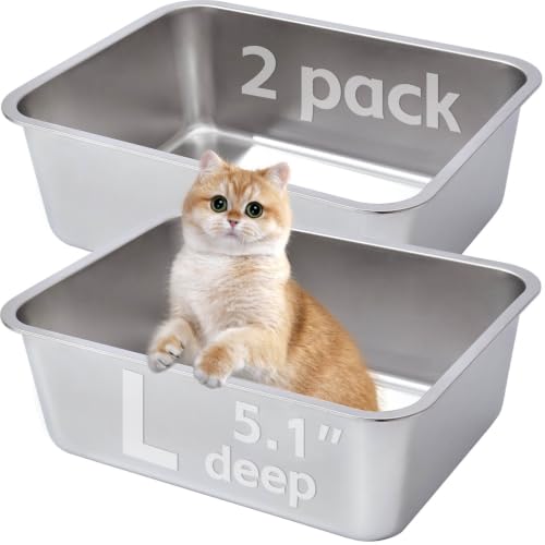Stainless Steel Litter Box 2 Pack (2packs-L-6" H)