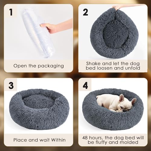 Dogs Bed for Small Dogs (Dark Grey / 24.0"L x 24.0"W x 8.0"Th)
