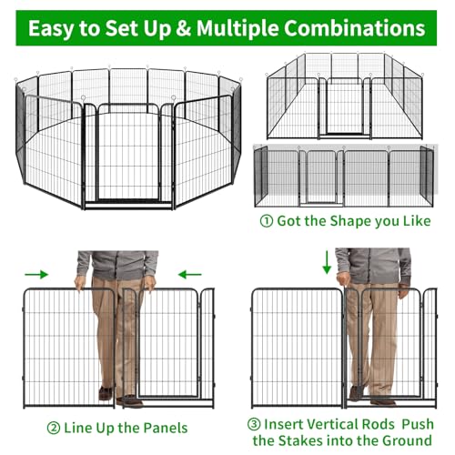 Dog Playpen Outdoor Extra Wide 12 Panels Heavy Duty Dog Fence 40" (32"W x 40"H)