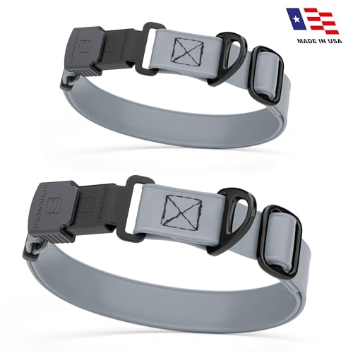 Biothane Waterproof Dog Collar with Herm Sprenger Black Stainless Steel Quick Release Buckle (W 3/4" x L 12"-19" / Battleship Gray)