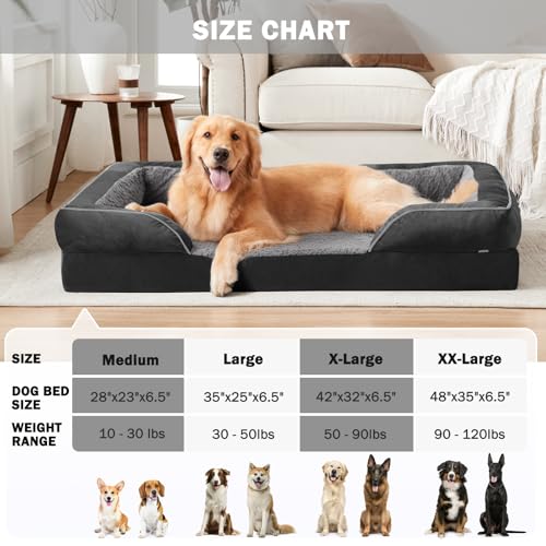 Orthopedic Dog Bed for Large Dogs (Black / L (35"x 25"x 6.5"))